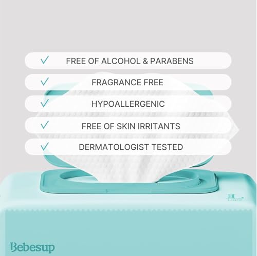 Image of BEBESUP Korea's #1 Light Baby Wipes - Hypoallergenic, Water-Based, Unscented, Alcohol & Paraben-Free - 50 GSM for sensitive skin Flip-Top Plant Based Baby Wipes (1 Pack)