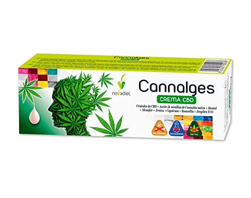 Novadiet - CANNALGES CREMA CBD con Aceite de Semillas de Cannabis, CBD, Mentol, Alcanfor, Capsicun y Jengibre - Alivio Dolor Muscular y Articular - Uso Externo - Fácil Aplicación - 60 ml