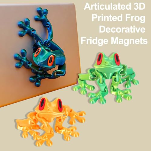 Imán decorativo de rana 3D articulado para refrigerador miniatura 3