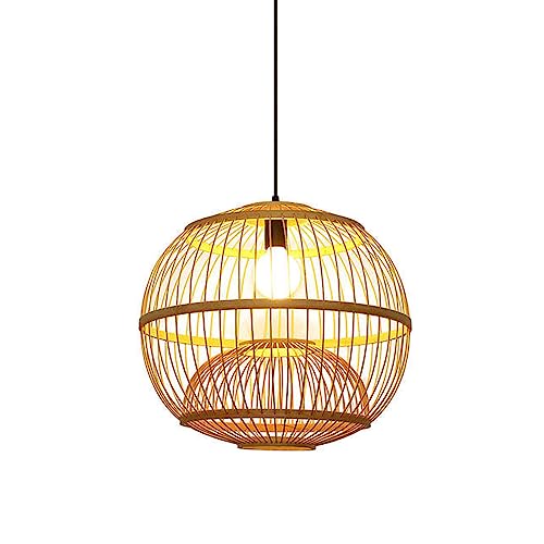 Lampe à suspension E27 style japonais luminaire bambou pour plafond tatami