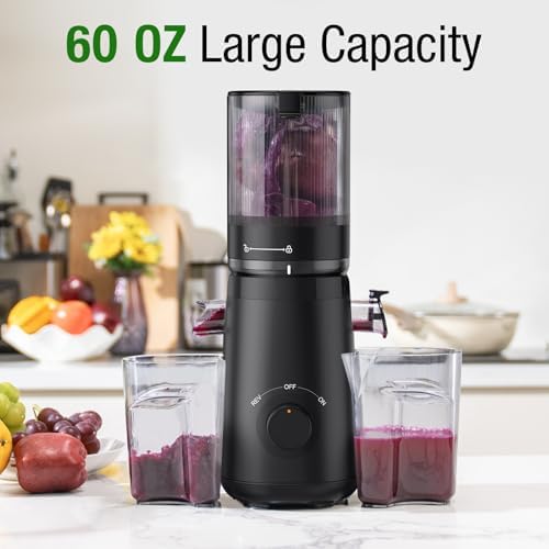 TUUMIIST - Cold press juicer with 5.3" extra large feed channel, fit for whole fruits and vegetables, easy to clean, high juice performance, free of