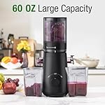 Juicer Machines, TUUMIIST Cold Press Juicer with 5.3" Extra Large Feed Chute Fit Whole Fruits & Vegetables Easy to Clean, High Juice Yield, BPA Free (Black) - Image 3