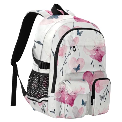 Mochilas de viaje para San Valentín con flores mochila para laptop de 17.5 pulgadas 2
