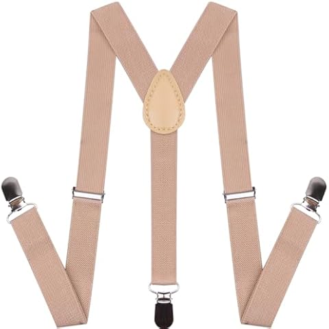 chiyu-yang Kids Toddler Baby Suspenders Bow Tie for Boys and Girls Strong Metal Clips Adjustable Design Elastic Classic Accessory (khaki, 26 Inch(1-6 Years) Cover