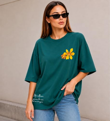 Image of London Hills Tshirt for Woman | Oversized Tshirt for Women | T Shirt for Womans | Graphic T Shirt for Women Pure Cotton | Tops for Woman Western, Printed Oversized Loose Fit Plus
