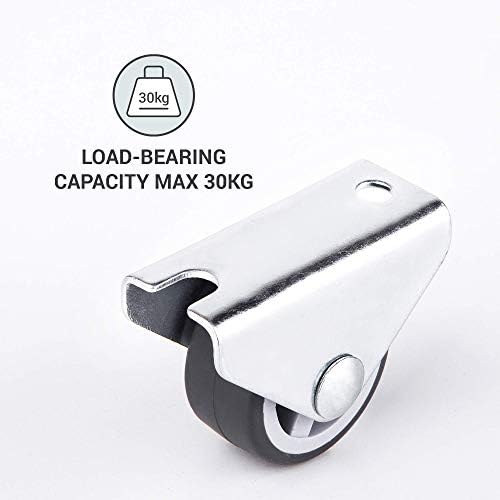 (Pack of 8) 30 mm Small Wheel Castors Rubber Wheels Fixed Casters Heavy Duty Castors Non-Swivel Wheel Furniture Wheels Casters with Mounting Plates Screws Included (8)