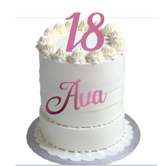 Personalise Letters/Name/Numbers/Age; Anniversaries; Birthdays, Wedding, Bridal, Baby Showers, Gift Items, Party Etc Cake/Cupcake Topper/Decoration- Mirror Card (Pink) — image 1