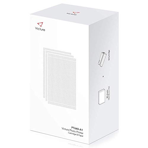 Victure 4x6“ Photo Paper （80 sheets) and 2 pieces of Ink Cartridge Refill, Compatible with Victure 4x6