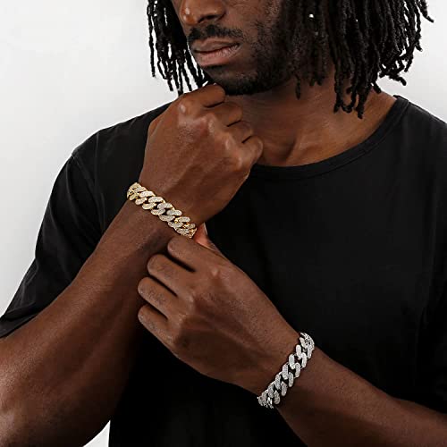 Pulsera Cuban Link para Hombre 15mm Oro 18K Chapado miniatura 6