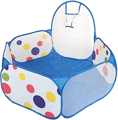 Kids Ball Pit, Indoor & Outdoor Play Tent Playpen Ball Pit Pool with Basketball Hoop Zippered Storage Bag (Balls not Included)-Blue Colour