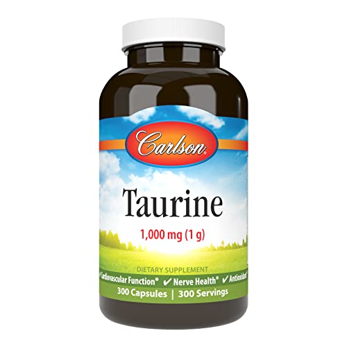 Carlson - Taurine, Free-Form Amino Acid, Support, Nerve Health & Muscle Function, 300 Capsules