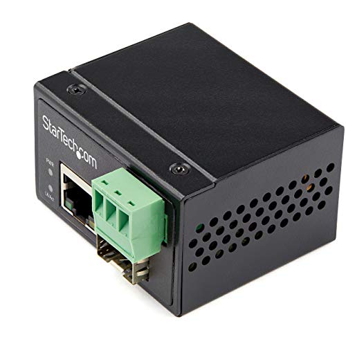 Industrial Fiber to Ethernet Media Converter - 100Mbps SFP to RJ45/Cat6 - Singlemode/Multimode Optical Fiber to Copper Network - 12-56V DC - IP-30/ -40 to +75C (IMC100MSFP)