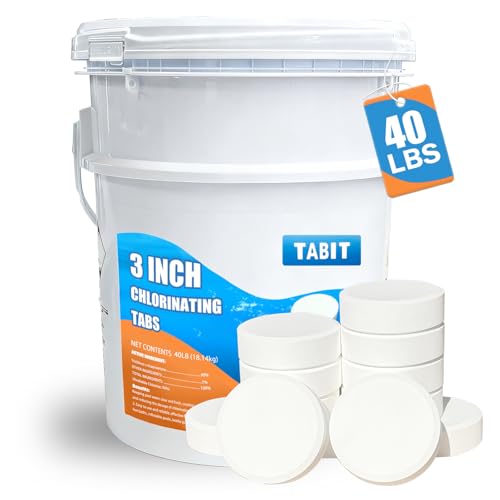 Chlorine Tablets 3 inch 40 Pounds, TABIT Swimming Pool Long Lasting Chlorinating Tablets, Slow...