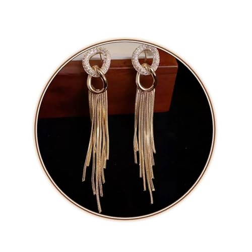 Gold Earrings for Women, Long Dangle Earrings for Women Trendy 14k Gold Plated Tassel Chain Earring Hypoallergenic Dainty Prom Dangly Earrings for Woman Cute Gold Prom Jewelry Womens