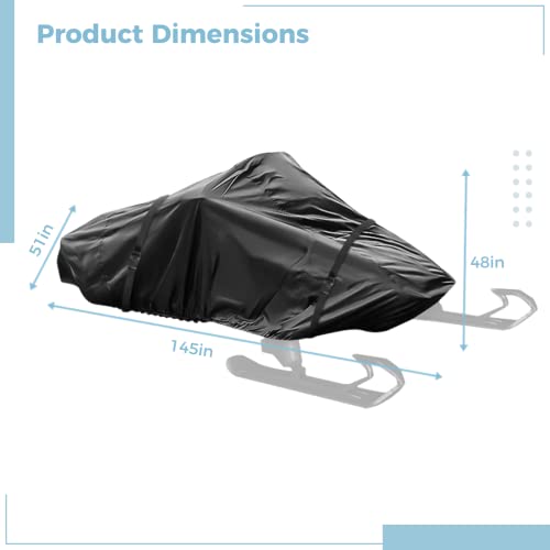 Epicover Snowmobile Cover(Xl), 145 X 51 X 48In, Heavy-Duty 210D Oxford Cloth Snowmobile Storage Cover, Waterproof & Sunproof Sledgear Snowmobile Cover With 2 Adjustable Straps #TOP5