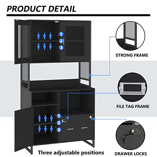 Pakasept 3 Drawers Office File Cabinet With 2 Lock, Large Modern Filing Cabinet Printer Stand With Doors For Home Office Organization And Storage,Black #TOP4