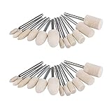 YFFSFDC 羊毛フェルトバフ 24個セット 3mm軸 円筒型 砲弾型 フェルトバフ 研磨ヘッド バフ 金属磨き 仕上げ 鏡面研磨用