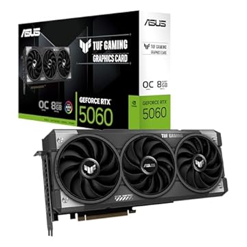 ASUS Placa gráfica para jogos TUF Gaming GeForce RTX ™ 5060 8GB GDDR7 OC Edition (PCIe® 5.0, HDMI®/DP 2.1, slot 3.1, componentes de nível militar, revestimento protetor PCB, ventiladores axial-tech)