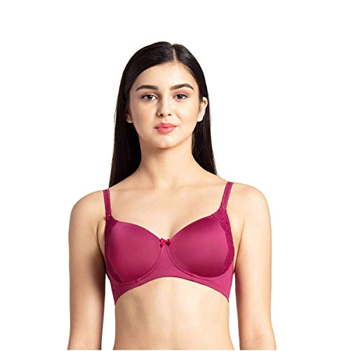 Image of Jockey 1816 Women Wirefree Padded Soft Touch Microfiber Elastane Stretch Full Coverage T-Shirt Bra with Lace Styling