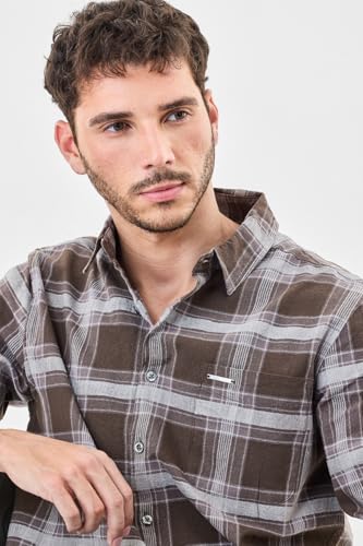 Image of SNITCH Men Casual Shirt | Regular Fit Full Sleeve Spread Collar Checkered Pattern | Durable Cotton Blend & Breathable Fabric Smart Casual Outings