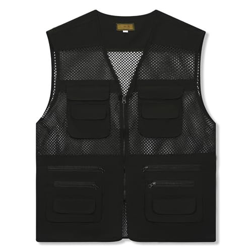 Image of AOTORR Men's Utility Fishing Vest Lightweight Outdoor Work Safari Travel Multi Pockets Waistcoat Jacket