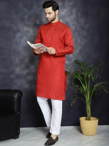 Image of Jompers Silk Men's Regular Fit Woven Design Kurtas