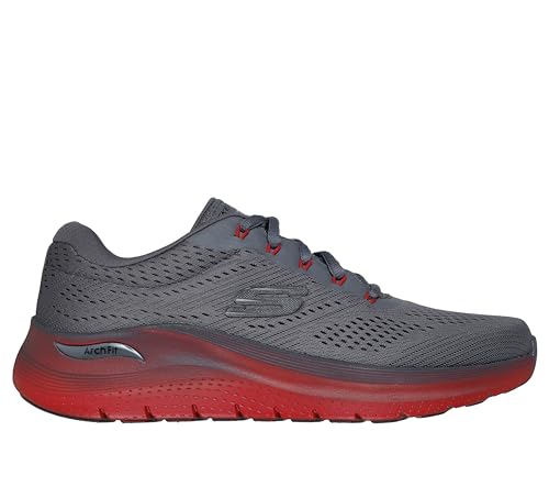Skechers Mens Arch FIT 2.0 Charcoal Red Casual Lace Up Shoe