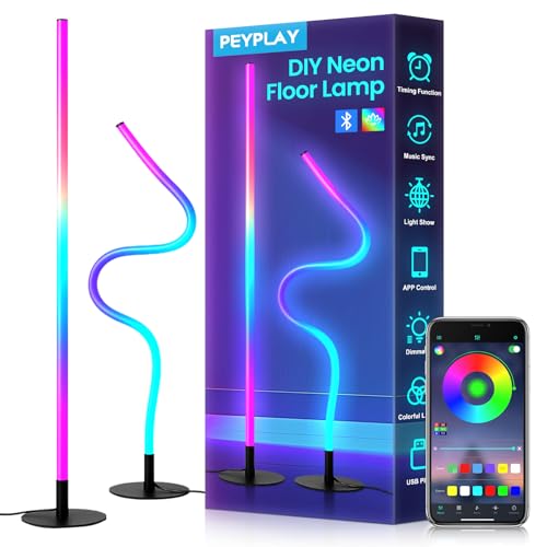 Lámpara de pie LED RGB de esquina con control remoto y app moderna