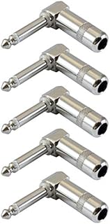 MEETOZ 5pcs Audio 1/4" 90 Degree Right Angle Heavy Duty Plugs for Speaker Cables, Patch Cables, Snakes - TS Mono Male 1/4 Inch Phono 6.35mm Phone Plug