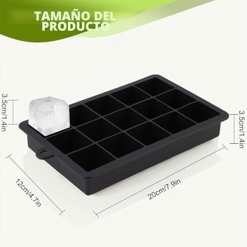 Miniatura 3 de 3 Piezas Cubiteras Para Hielo Silicona Con Tapa,Bandejas De Cubitos De Hielo Cuadrados Grandes De 3,5cm, 45 Cubos Silicona Moldes,Para Cócteles,Whisky,Vino,Frutas,Puré De Frutas