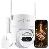 TIEJUS 3MP Security Camera Outdoor - 2.4G/5G Wi-Fi, 24/7 Recording Wired Power, 360° Pan-Tilt View, Motion Tracking, Color Night Vision, 2-Way Audio, Works with Alexa, Cloud & SD Card Storage, IP66