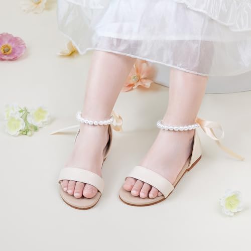 Image of PHIRAMIN Toddler Girl Sandals - Flower Girl Dress Shoes Open Toe Little Kid Wedding Party