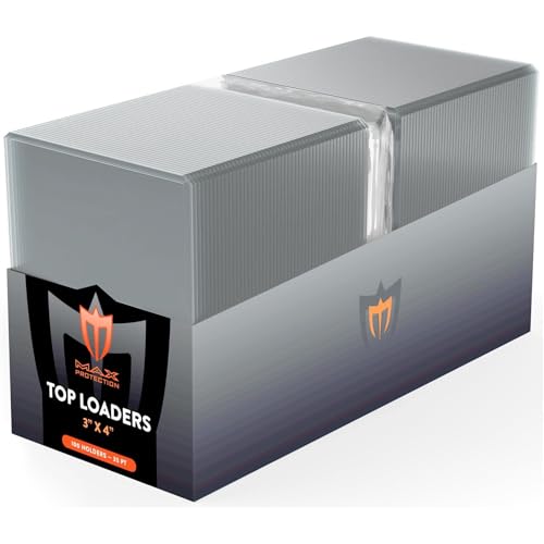 Max Protection 35pt Top Loaders with Bonus Soft Sleeves - 100 Count - Premium 3x4 Inch Trading Card Toploaders - Protect Your Baseball and Sports Cards with These Hard Plastic Protectors -  MX-TL100PS