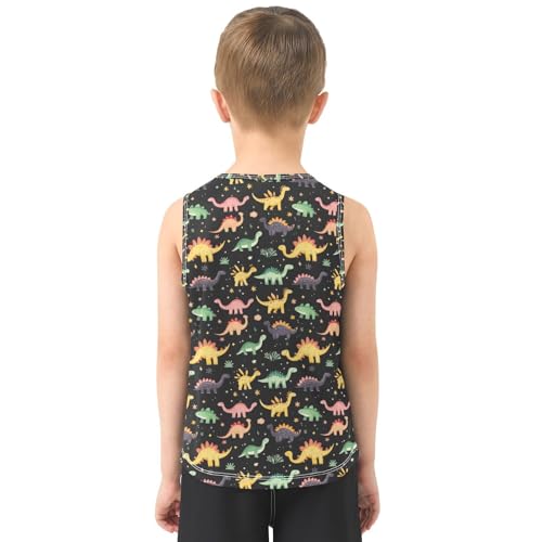 Boys Tank Top Shirts Dinosaur Cartoon Animal Cute Sleeveless T-Shirts Crew Neck for Kids Clothing Children3