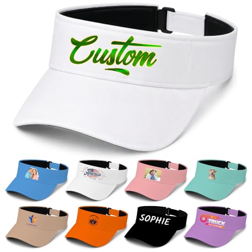 Image of Custom Visor Hat for Men Women Personalized Design Your Own Text Logo Adjustable Sport Baseball Cap