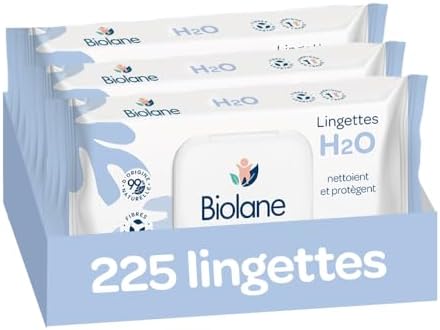 BIOLANE - Lingettes bébé à l'eau - 225 Lingettes - Lot de 3x75 - ...