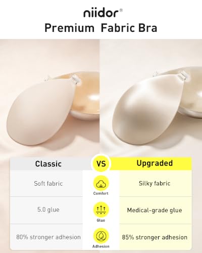 Image of Niidor Adhesive Bra Strapless Ultra Sticky Invisible Push up Silicone Bra Multiple Colors Sizes Reusable for Backless Dress