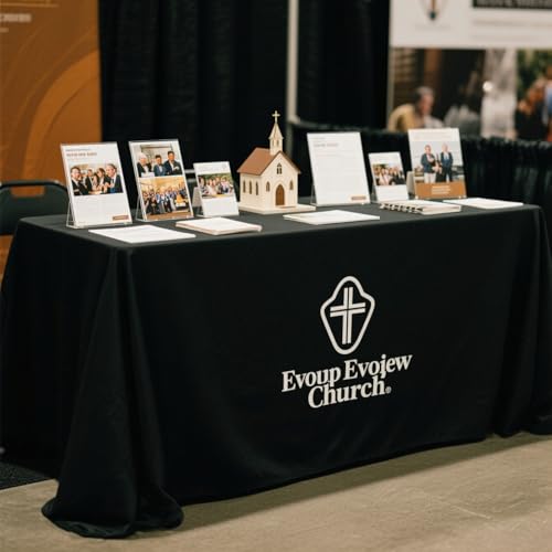 Customized Tablecloth with Logo 4/5/6/8/10FT for Business Tradeshow Events Company School Shop Welfare Organization Other Important Events Shipping Next Day (Flat tablecloth, 6FT back closed)