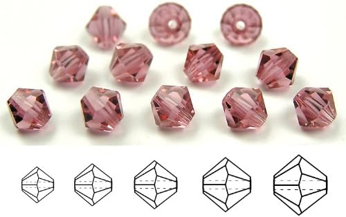 4mm French Rose, Czech MC Rondell Bead (Bicone, Diamond Shape), 2.5 Gross = 360 Pieces