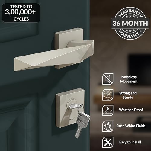 Image of Plantex Mortise Door Lock for Home /Main Door Lock Set /Mortice Lock Set with Brass Lock Body & Cylinder (7129, Satin White)