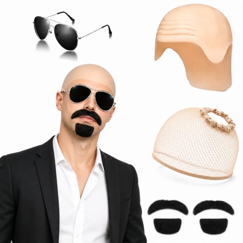 Disguise Men's Wig, Bald Cap & Wig Set