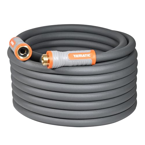 YAMATIC Heavy Duty Garden Hose 5/8 in x 75 ft with Swivel Handle, Supe