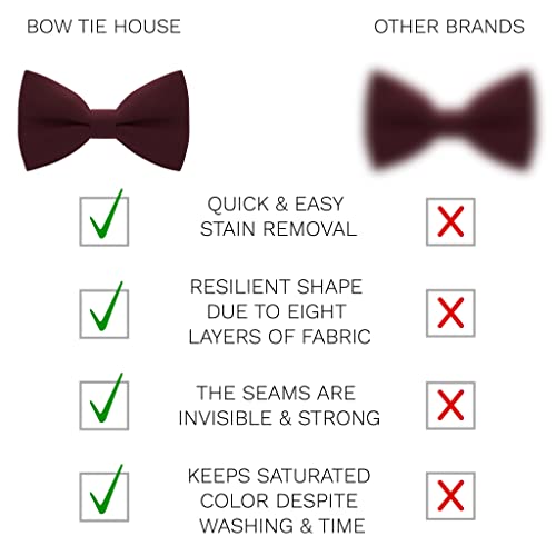 Image of Bow Tie House Mens Bowties Pre-tied Shape Clip on Bowtie Solid Men Formal Wear for kids, baby boys, toddler any age bow ties
