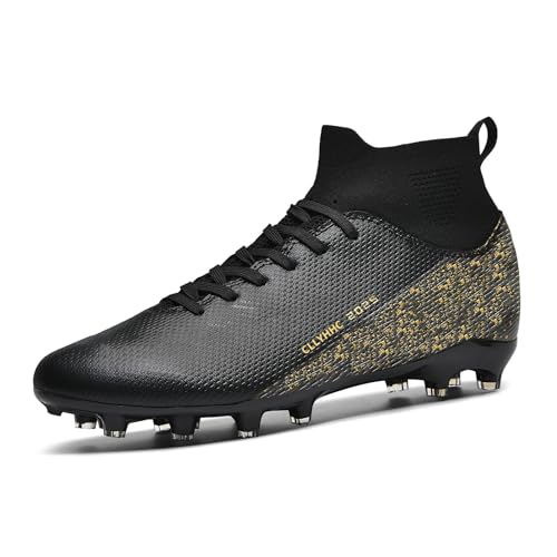 Best Football Boots for Wet Grass Grip: Top Picks for Traction 13 CLLYHHC Mens Womens Soccer Shoes Indoor Outdoor Football Cleats Unisex Baseball Turf Shoe Rugby AG FG TF Boots Wide Training Sneaker Black EU 45