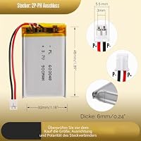 LiPo Akku 3,7V 900mAh 603048 mit JST-Kabel – Wiederaufladbarer Lithium Polymer Akku für Bluetooth-Lautsprecher, DIY-Projekte und Elektronikgeräte – Ansicht 2