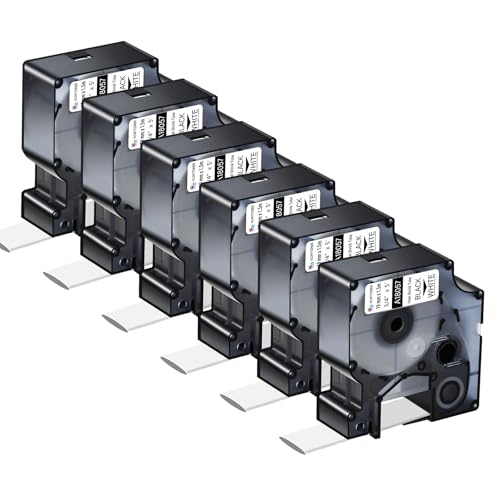Tube thermorétractable 19mm compatible Dymo Rhino 18057 noir sur blanc lot de 6