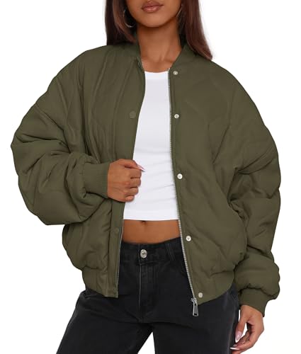 PRETTYGARDEN Women's Quilted Bomber Jacket Fall Fashion 2026 Lightweight Cropped Zip up Outerwear...