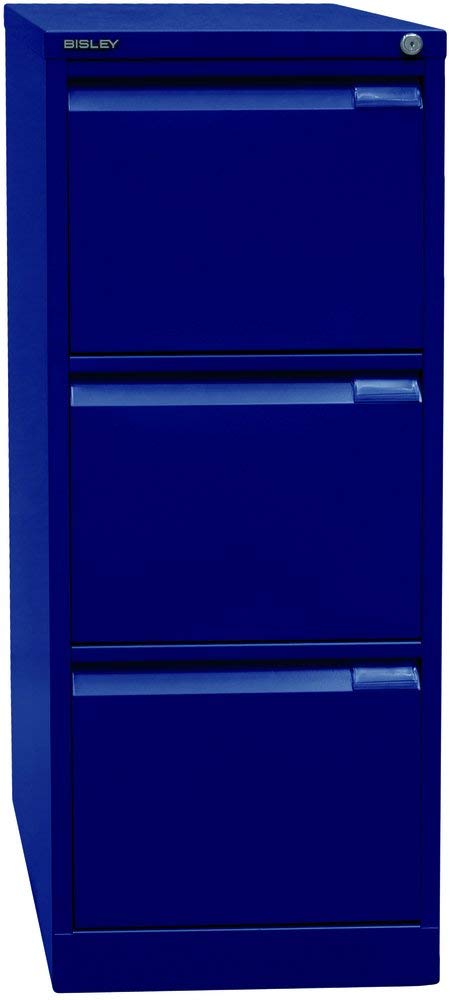 BISLEY Hängeregistraturschrank, einbahnig, DIN A4, 3 HR-Schubladen, Metall, 639 Oxfordblau, 62.2 x 41.3 x 101.6 cm