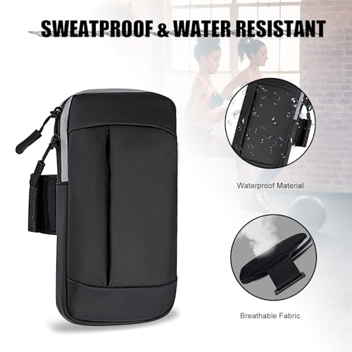 MOVOYEE Phone Holder for Running Armband Cell Phone Holder for iPhone 17 16 16e 15 14 13 12 11 Pro Max Xs Xr X Plus Galaxy Ultra Note Carrier Bag Pouch,Gym Sports Arm Bands Sleeve Fit Women Men Kids