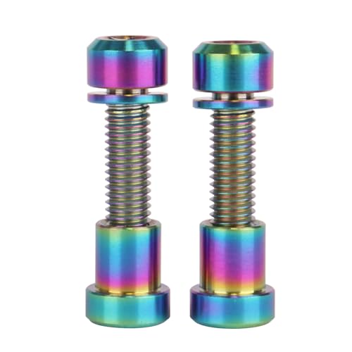 Image of Titanium Bolt M5x16 18 20mm with Washer Steerer Clamp Nut for Bicycle Stem Front Forking Lock Pack of 2 (Rainbow, M5x20mm)